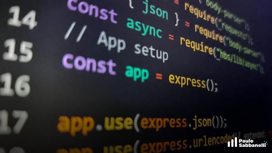 Trecho de código Node.js mostrando a criação da aplicação Express e uso de middlewares JSON