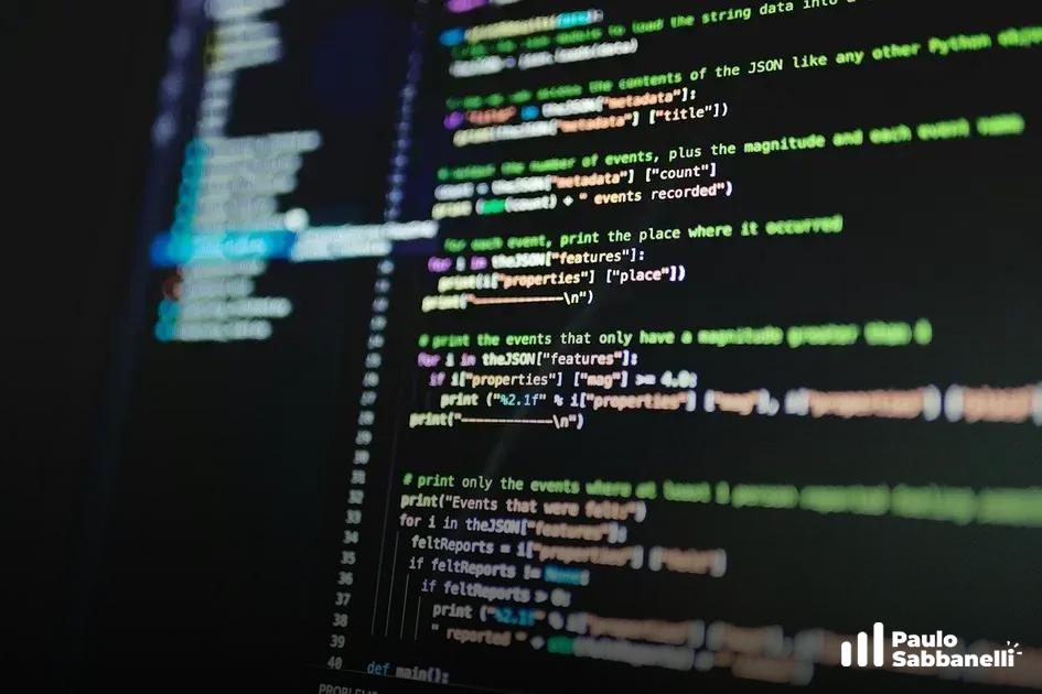 Código Python em close-up processando dados de eventos e magnitude a partir de um JSON