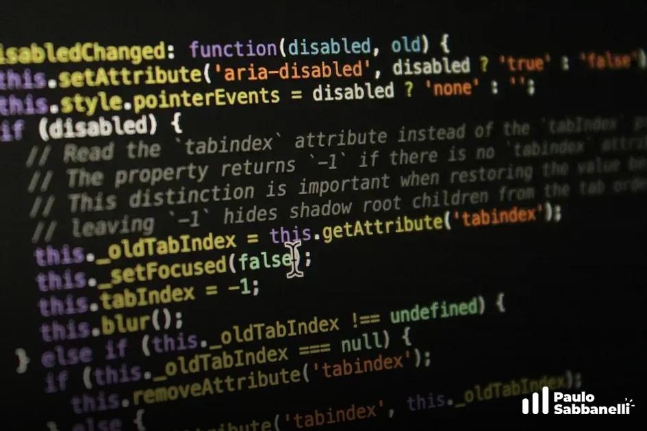 Tela escura com função JavaScript disabledChanged, tratando atributo aria-disabled e tabIndex