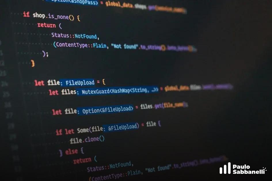 Tela de código Rust mostrando funções de upload de arquivo e tratamento de erros