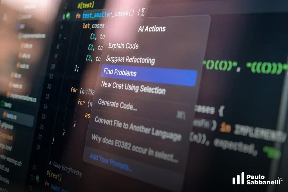 Menu de contexto de um editor de código com opções de IA como explicar e refatorar código