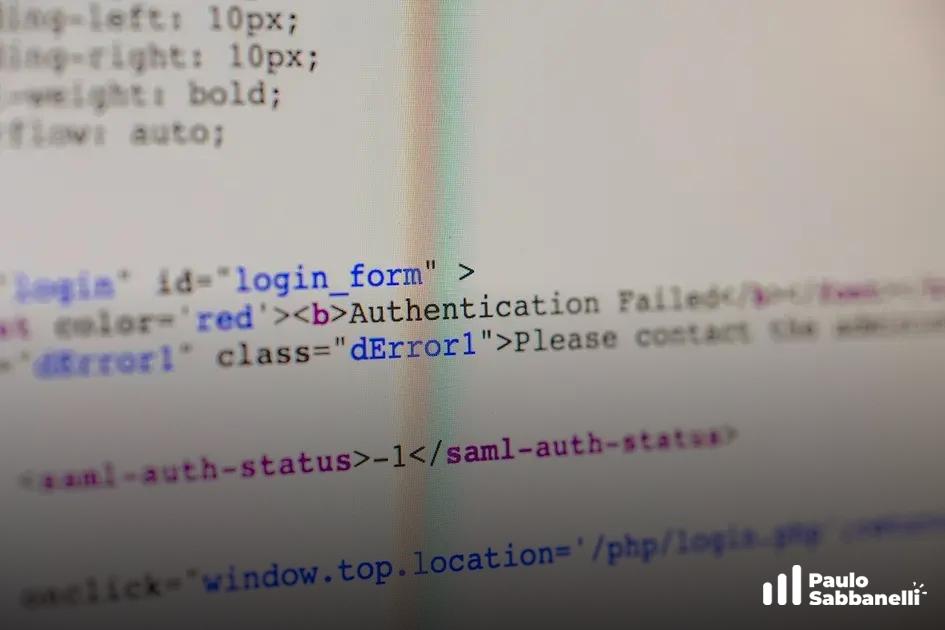 Código claro mostrando uma mensagem de falha de autenticação em um formulário de login