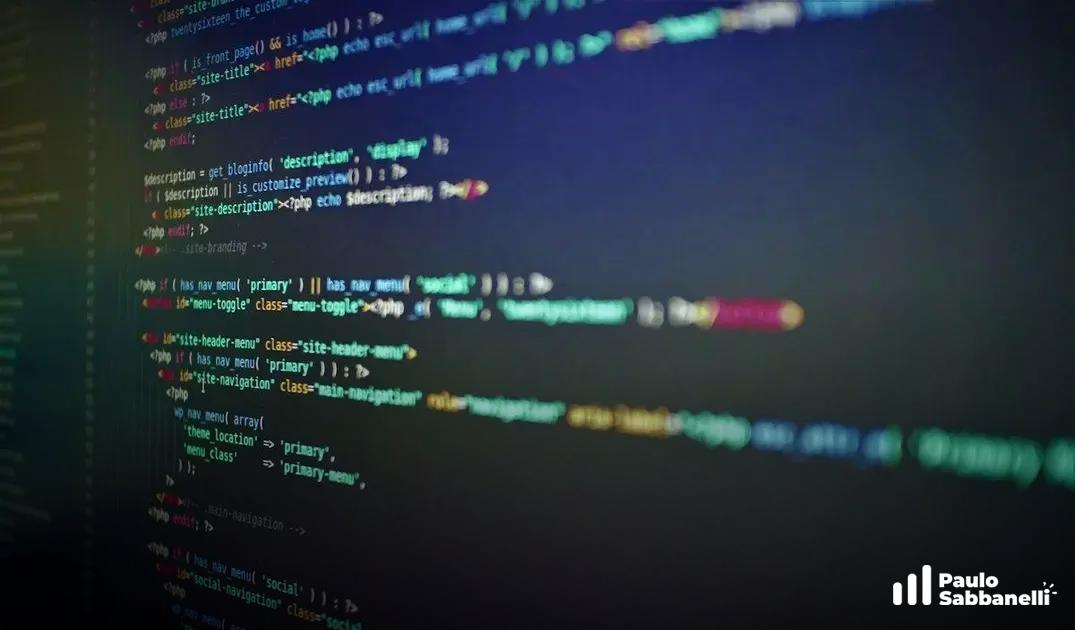 Código PHP desfocado configurando um menu de navegação responsivo